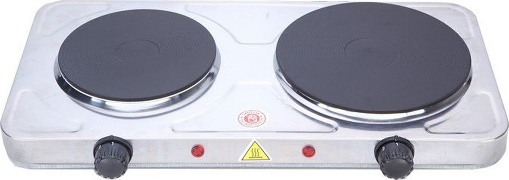 Εστία Ηλεκτρική Επιτραπέζια με 2 μάτια Λευκή, KZH-02X, Crown